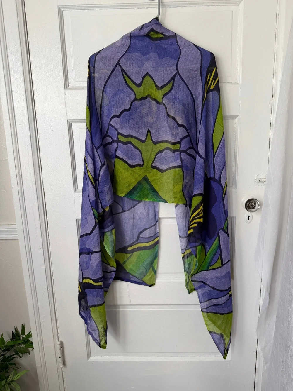 Vida Art Lightweight Modal Purple Abstract Iris Floral Print Scarf Wrap Festival